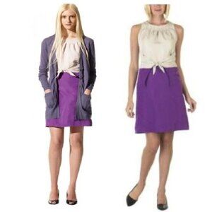 Richard Chai Women Brown Contrast Crinkle Tie Front Mini Casual Work Dress Small